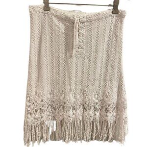 Free People Crochet & Fringe Mini Skirt Size 12